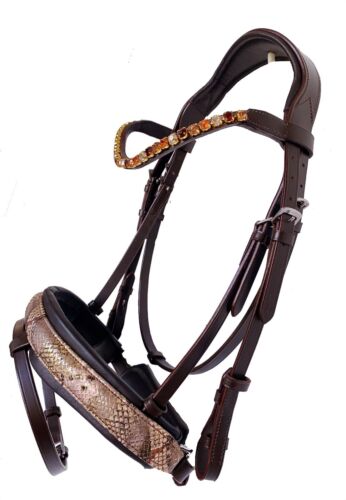 Brown Hanoverian Bridle with Croc NosebandBrown Leather Bridle