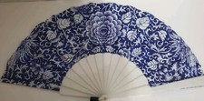 Hand Fan Abanico de Mano Bolsillo plastic flamenco Dance Baile blue white NEW