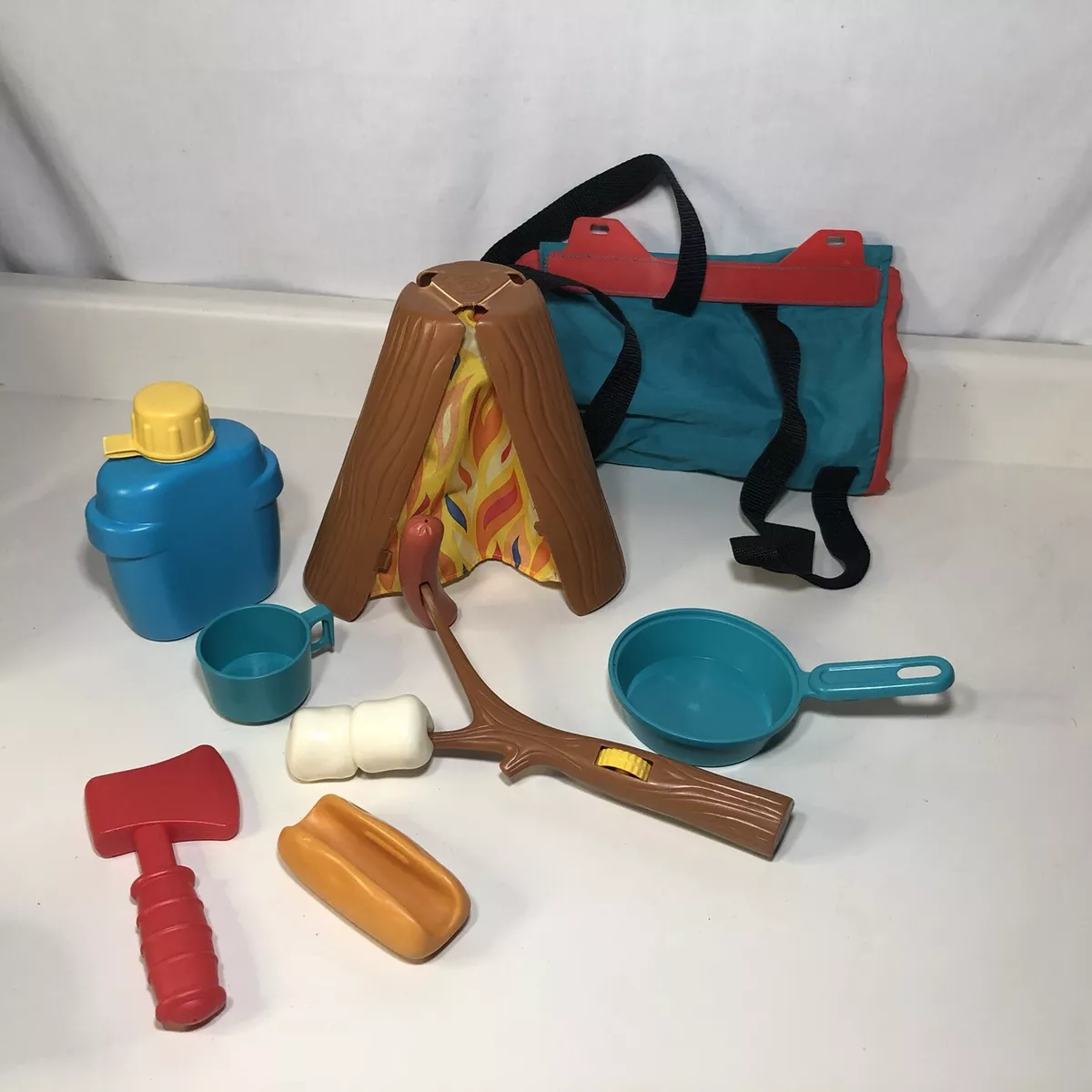 Vintage HTF 1990 s Fisher Price Pretend Camping Set Campfire
