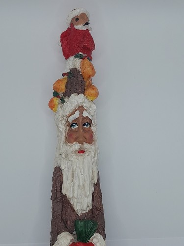 Vintage Roman Inc Folk Art Pencil Santa w/Cardinal on Head & Sack of Pears - Picture 7 of 9
