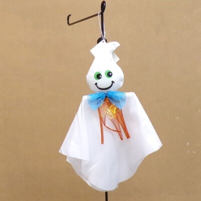 Hanging Ghost with Blue/Red Bowtie 16.5''x19''x1'' New Evergreen Home & Garden