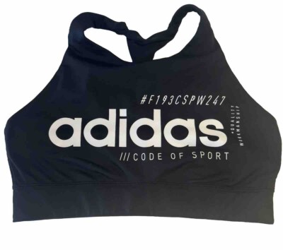 Adidas Women's Black Graphic-Print Racerback Low-Impact Sport
