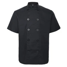 TopTie Unisex Short Sleeve Chef Coat Jacket, Black XS
