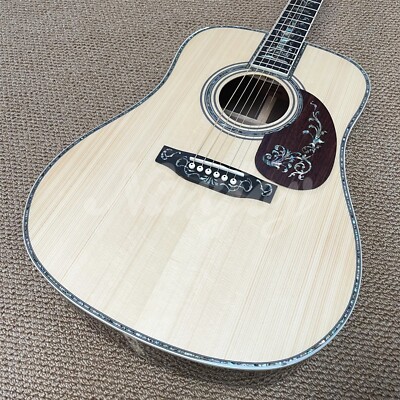 41 '' D Type Solid Spruce Acoustic Guitar Abalone Ebony Fertboard Rosewood Body