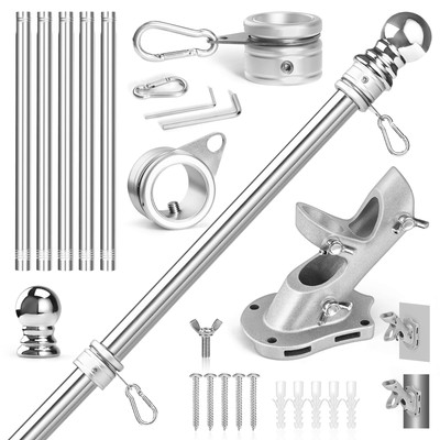 Anovo Flag Pole Kit- Stainless Steel Flag Poles with1 Inch Metal 360° Rotatin...
