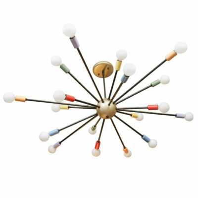 Dekorativ Messing Lichter Jahrhundertmitte Stil 18 Farbig Arm Sputnik Chandelier