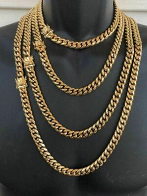 HARLEMBLING 10mm Mens Miami Cuban Link Chain 14k Gold Plated HEAVY 18''-30''25062.