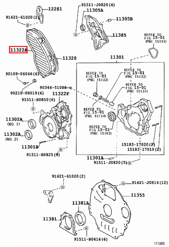 Genuine Toyota LandCruiser 105 Series HZJ 1HZ 4.2 Diesel Timing Belt Cover - Picture 8 of 14