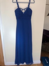 Blue Lipsy Formal Maxi Prom Dress with Leg Split and Fake Diamonds Women Size 10