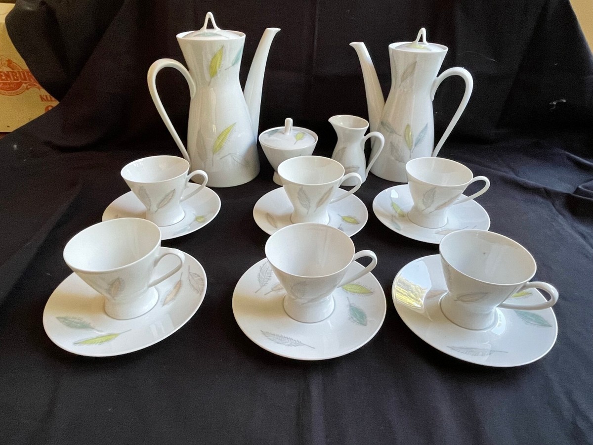 Vintage Rosenthal Raymond Loewy Form 2000 Bunte Blatter coffee set