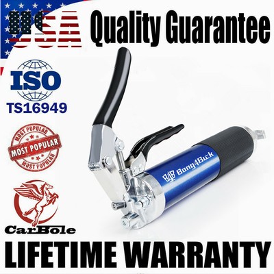 4500 Psi Lubrication 14oz Anodized Aluminum Canister With 12 Inch Flex Hose And 5 1 2 Metal Extension Bang4buck Heavy Duty Pistol Grip Grease Gun 3 Way Loading