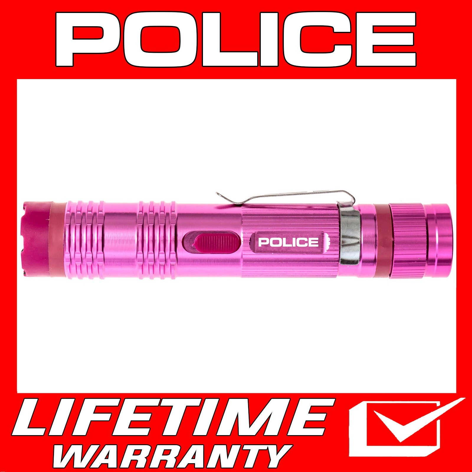 POLICE Stun Gun M12 700 BV Metal Rechargeable LED Flashlight Pink