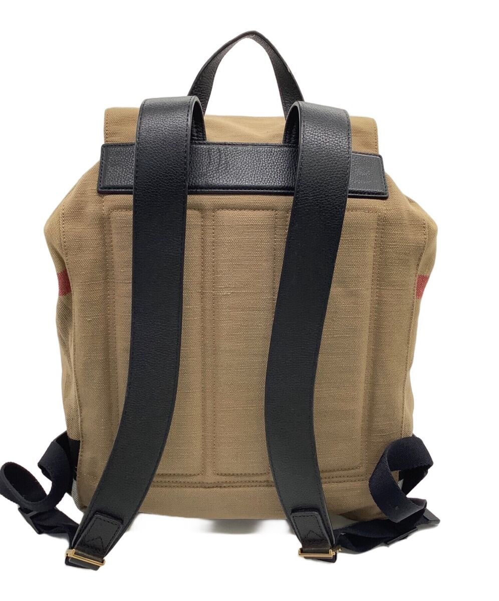 BURBERRY Backpack Bag LONDON Canvas Camel Check From Japan BURBERRY Backpack Bag LONDON Canvas Camel Check From Japan
