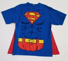 Adult Red Superman Costume Shirt Cape Halloween Costume Super Hero TM DC Comics