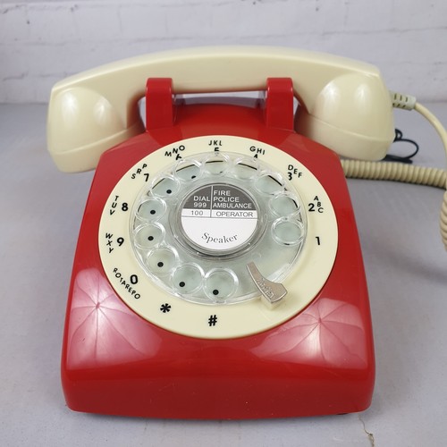 Telefono fisso da scrivania retro Steepletone ROSSO riproduzione quadrante rotante modello STP1960 - Foto 3 di 22