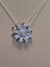 925 Sterling Silver Necklace 120 Diamonds Pendant TGGC 4.48g 18" Chain