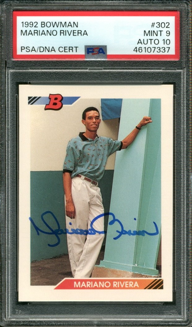 1992 BOWMAN #302 MARIANO RIVERA RC HOF PSA 9 DNA AUTO 10 view 1