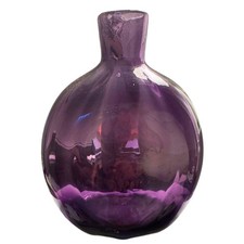 Metropolitan Museum Art Collection Amethyst Glass Bud Vase Signed 5.5"