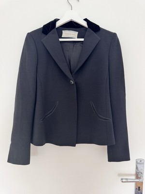 New! Thomas Rath blazer black Wool and Velvet size 38 Italy bow on the back