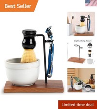 Sophisticated Men's Shaving Set - Resin Stand with Brush and Soap - Gift Ready
