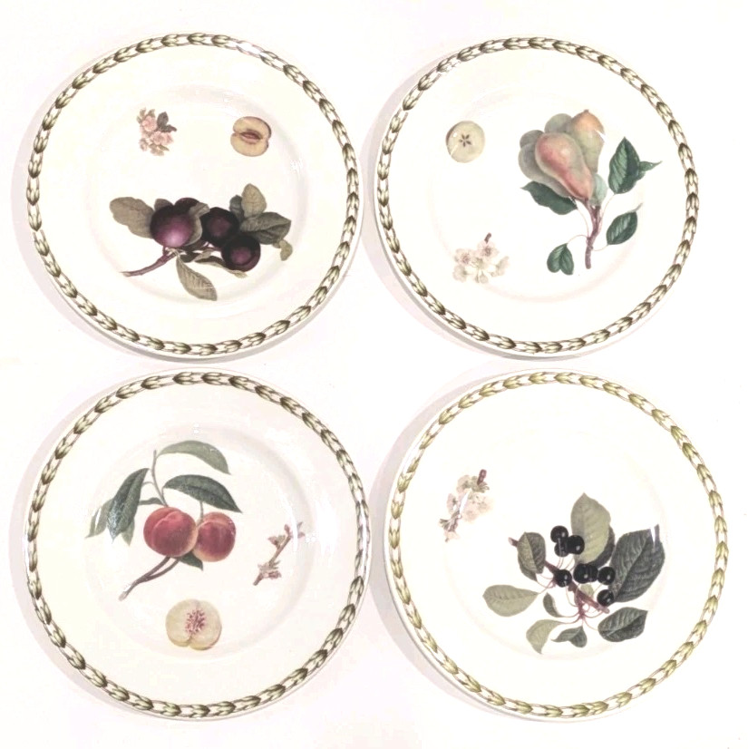 Queen's Fine Bone China Hookers Fruit  Royal Horticulture Society 4 side plates