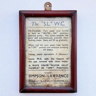 Antique Vintage c1915 Boat SL “WC” Toilet Lavatory Advertising Sign Not Enamel