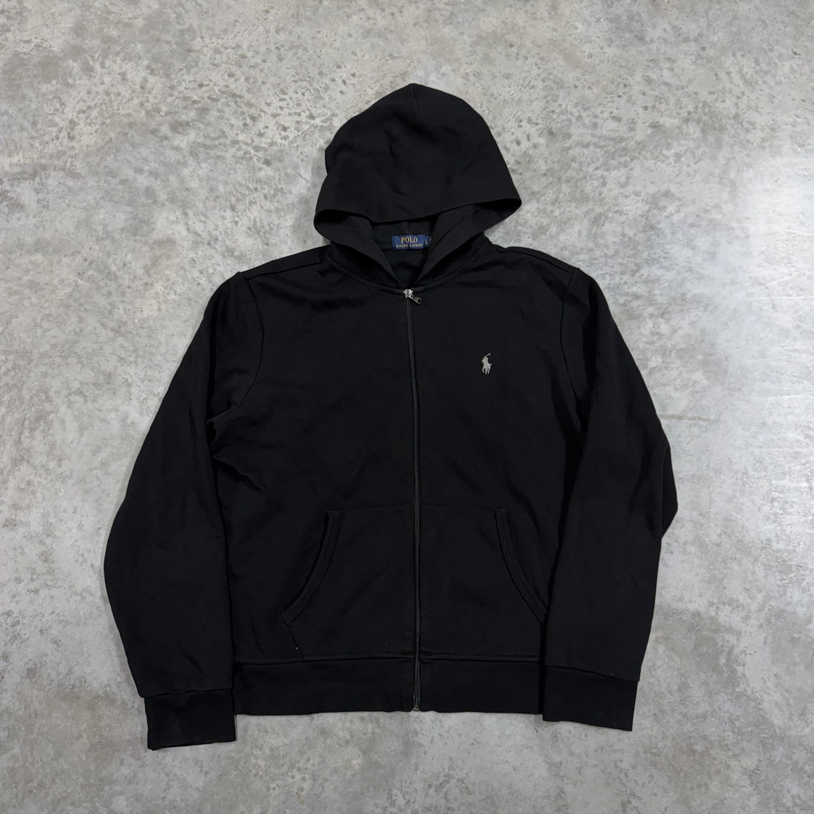 Polo Ralph Lauren Hoodie Sweatshirt mens large black full zip pony