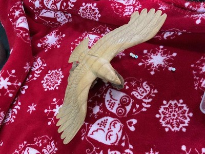 Handgefertigte FLIEGENDER ADLER Holzskulptur auf natürlichem Wurzelsockel schönes Geschenk