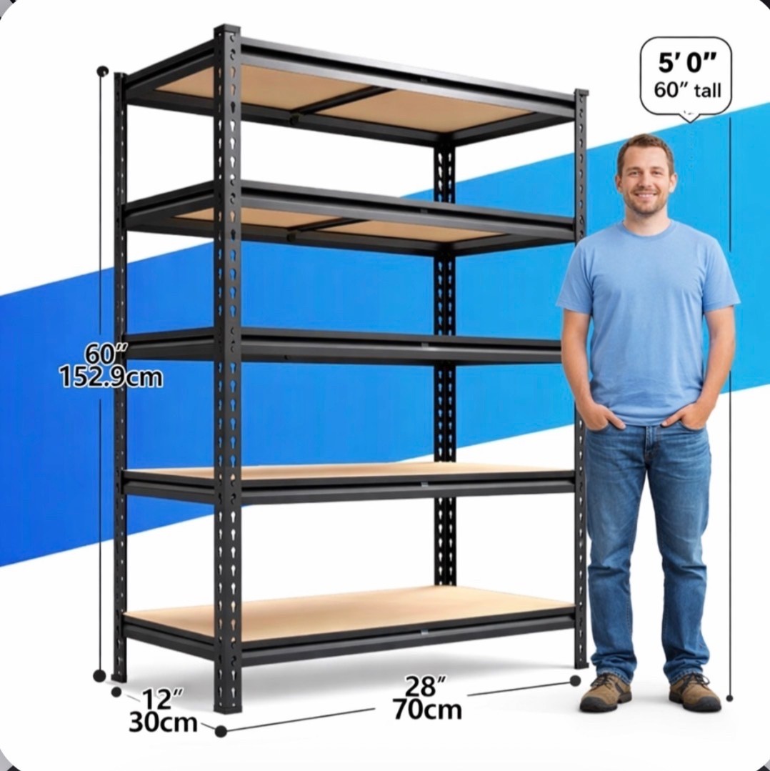 Heavy Duty 5 Tier 2000Lbs Metal Shelving Units | 60"H Freestanding Matte Adjusta