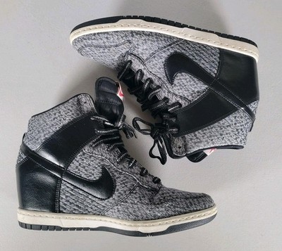 Nike Dunk Sky High TXT Women's 10 Black Wolf Grey Hidden Wedge Shoes 644410-001