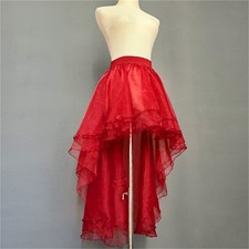Women High Low Ruffles 3 Layers Tulle Skirt Dancing Skirt Party Cocktail Skirt