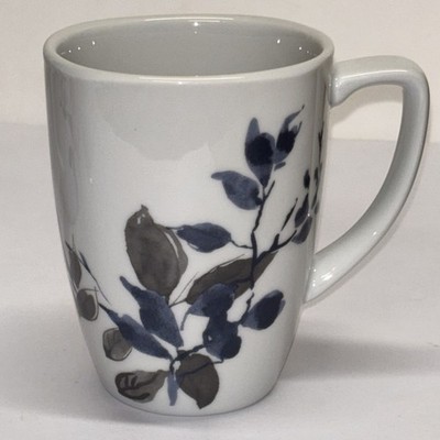Corelle Coordinates Kyoto Night Coffee Tea Mug Cup Gray Blue Leaves - Multiples