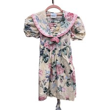 Vintage Caitlyn Scott Girls Floral Sailor Collar Dress rose Sz 7 90's