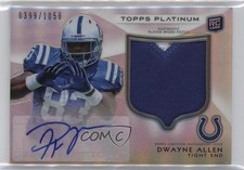 2012 Topps Platinum Rookie 399/1058 Dwayne Allen #129 Patch Auto 0zm3