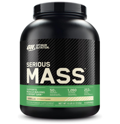 Optimum Nutrition Serious Mass Weight Gainer, Vanilla, 6 lb
