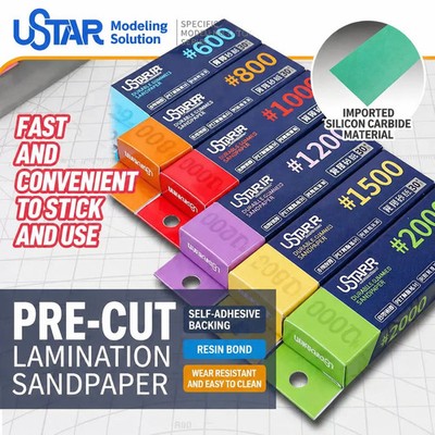 Ustar Pre-cut Adhesive Sandpaper #600~#2000 Combo Set Model Sanding Tools