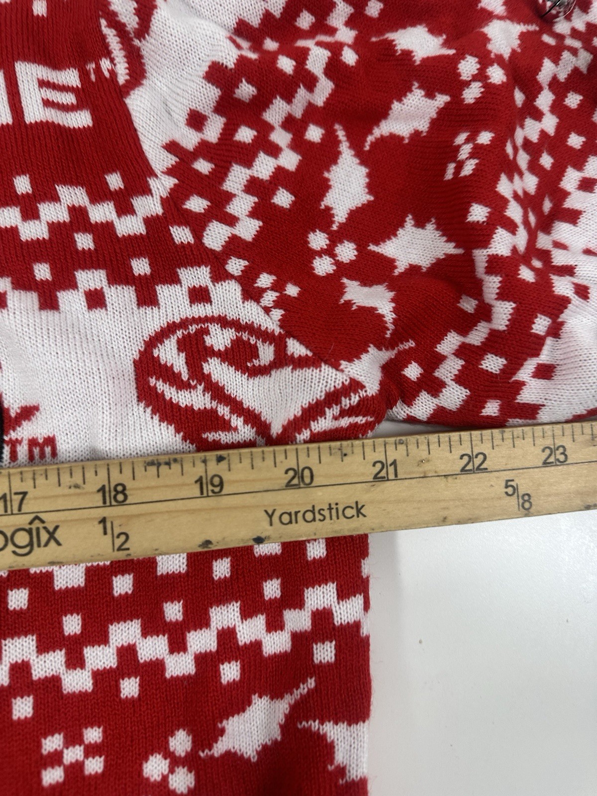 Raising Cane’s Xmas Sweater L Red White Cane Dog Ugly Holiday Jingle Bells 3D