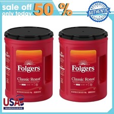 2 pack Folgers Classic Roast Ground Coffee, Medium Roast, 40.3 oz Canister