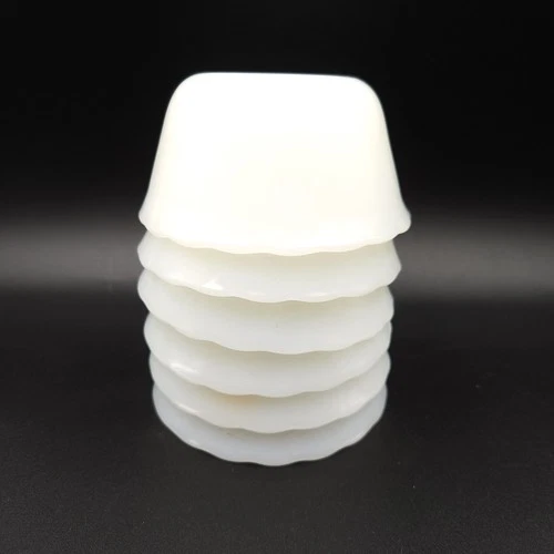 Fire-King by Anchor Hocking 424 Milk Glass Custard Cups Set of 6 6oz Vintage