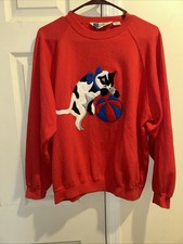 Vintage outside interest Cat appliqu  sweatshirt large