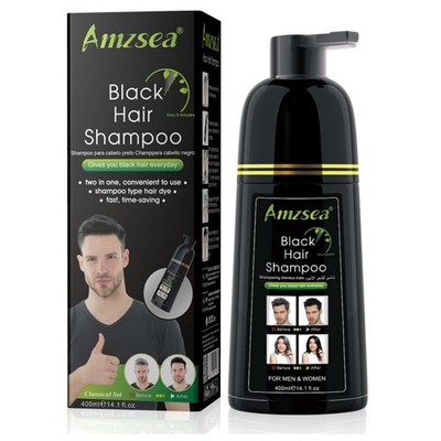 Haarfärbeshampoo Schwarz Grauabdeckung natürliches Haar 400ml