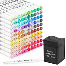 Alcohol Markers 101 Colors Dual Tips Art Markers Sketch Pens Set, Art Supplie...