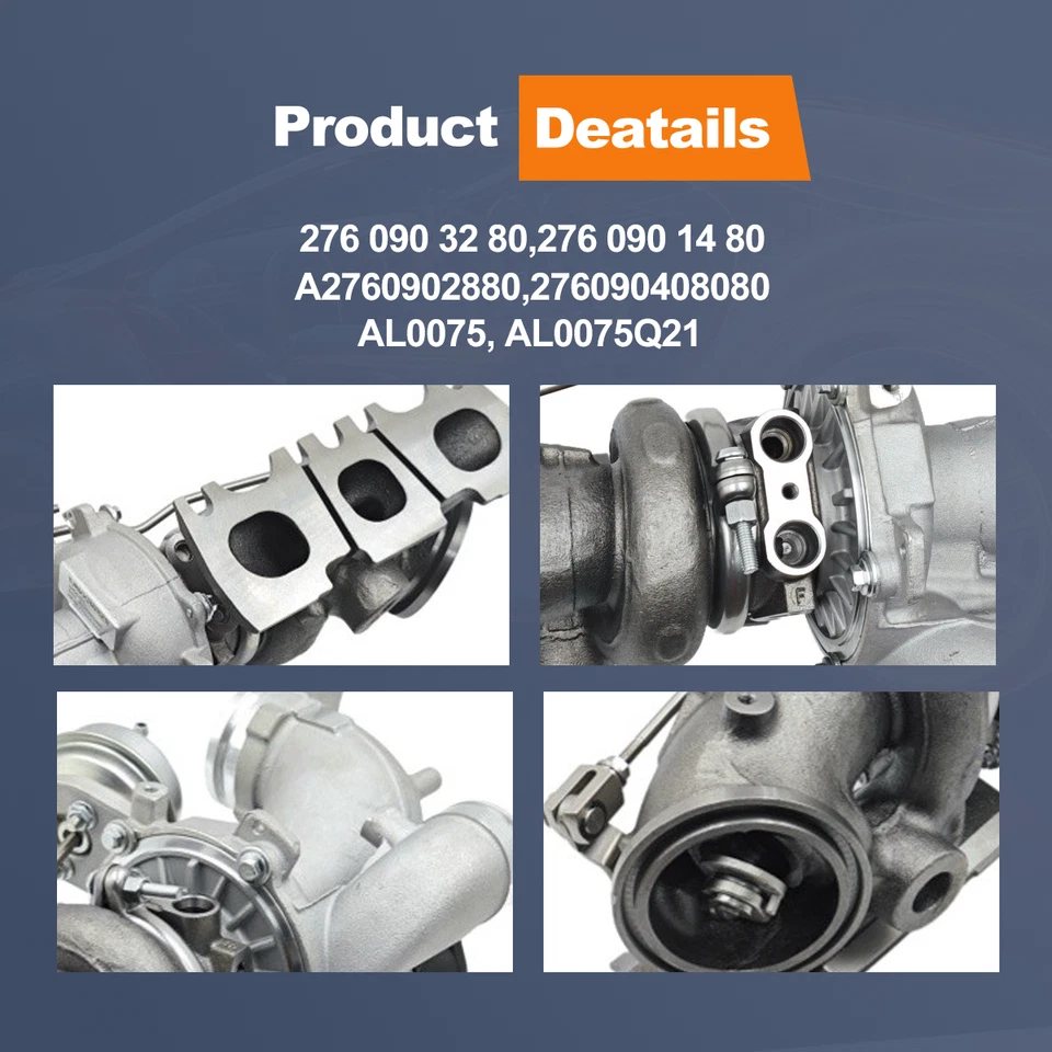 Turbocompresor para Mercedes-Benz E400 GLS450 SLC43 C43 GLC43 AMG 2760903280 Foto 3 de 4