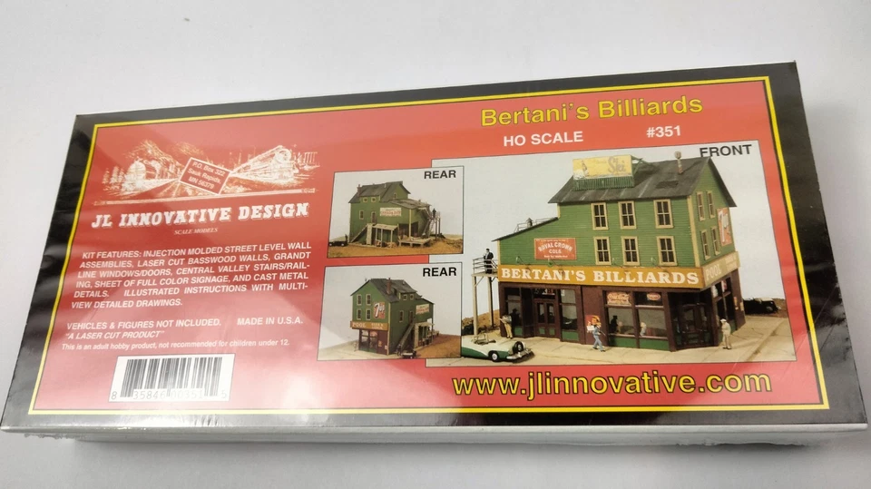 JL Innovative Design HO Building Kit 351 Bertani's Billiards Wood Kit - Image 2 of 4