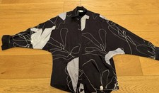 Max Mara, Seidenbluse, blau/weiß gemustert, Oversize,Flügelärmel, D Gr. 36