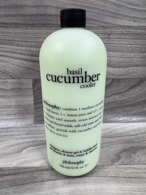 PHILOSOPHY BASIL CUCUMBER COOLER SHAMPOO SHOWER GEL BUBBLE BATH SHAMPOO 32 OZ