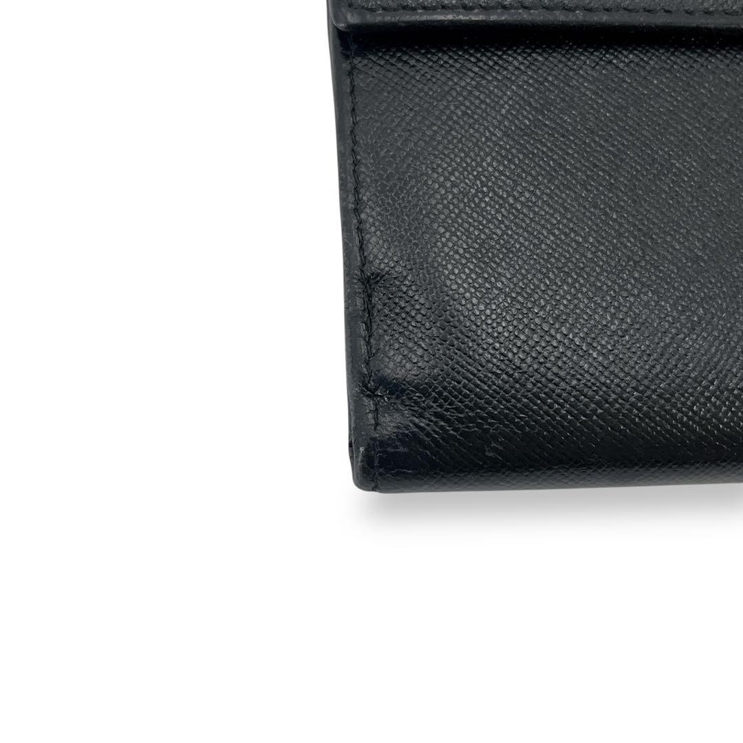 PRADA Compact Wallet Saffiano Triangular Logo Bla… - image 5
