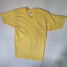 Vintage 90s Pocket T Shirt Yellow Blank Single Stitch USA Made Large New