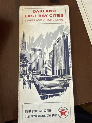 1966 Oakland East Bay Cities Street and Vicinity Maps Texaco Travel Map Fold Out