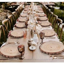 4/10Pcs Large Natural Wood Log Slices 25cm & Tree Bark Wedding Table Centerpiece